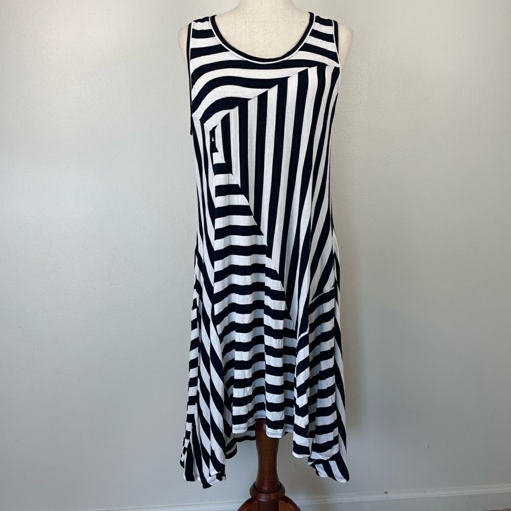 Philosophy Republic Sleeveless Navy Blue and White Midi Dress Size XL